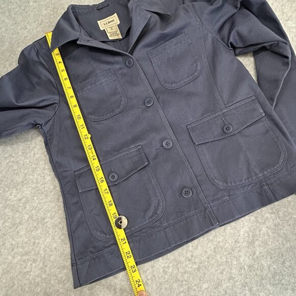 VTG L.L. BEAN Women’s S Utility Jacket Blue 100% Cotton Button Front Pockets - Picture 5 of 7